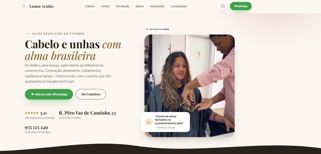 Site do Salão Luana Araújo